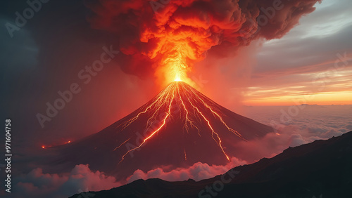 volcanic eruption, lava, magma