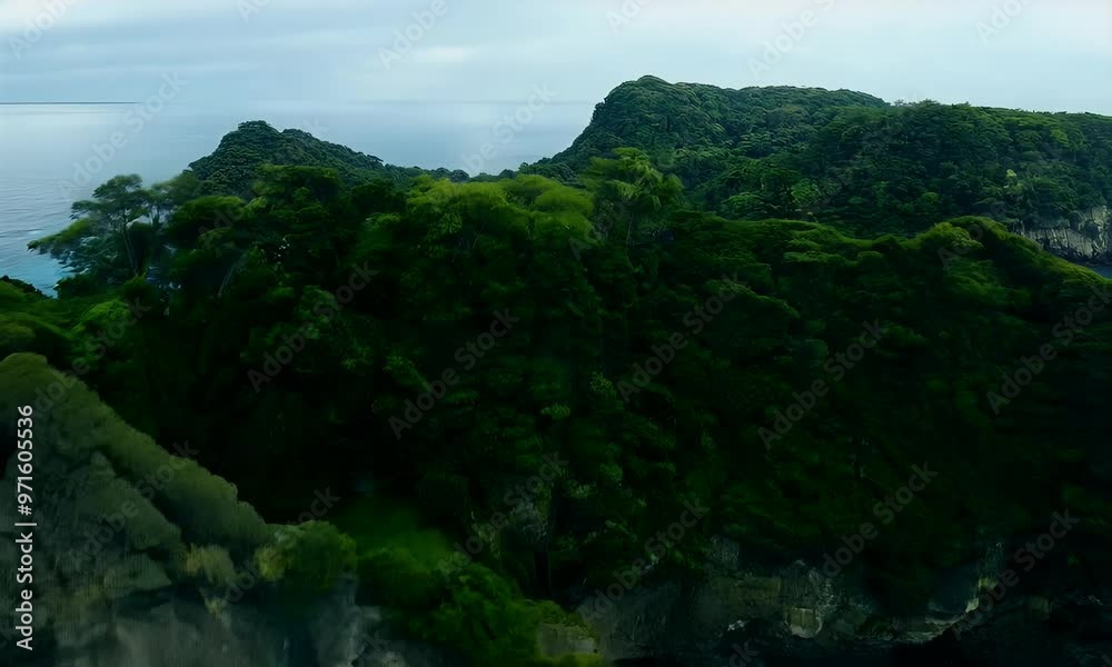 Lush Green Cliffs Meet the Ocean: An Aerial View of Nature's Beauty Lush Green Cliffs Meet the Ocean: An Aerial View of Nature's Beauty