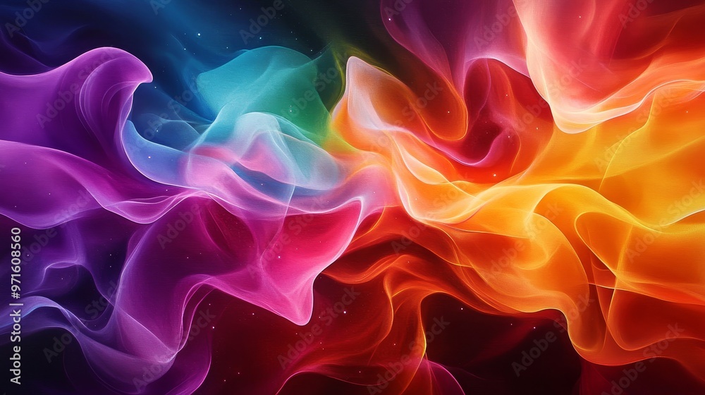 A mesmerizing abstract artwork depicting vibrant, flowing swirls of color against a dark background. The colors suggest a celestial tapestry, representing the cosmos, energy, and the beauty of the unk A mesmerizing abstract artwork depicting vibrant, flowing swirls of color against a dark background. The colors suggest a celestial tapestry, representing the cosmos, energy, and the beauty of the unk