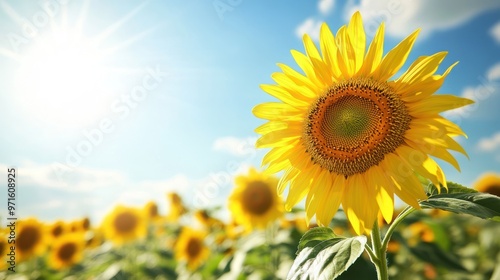 Sunflower Field under a Bright Sky