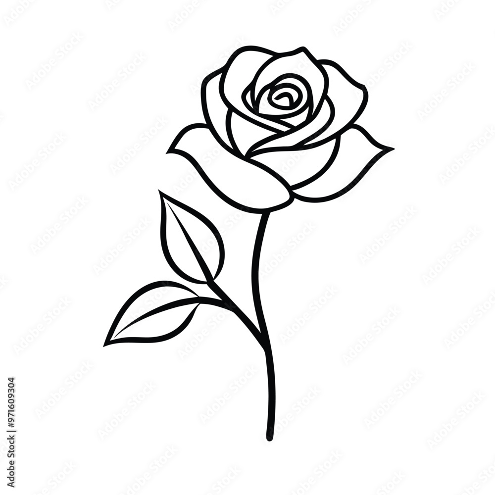 a rose silhouette vector art illustration, isolated white background a rose silhouette vector art illustration, isolated white background