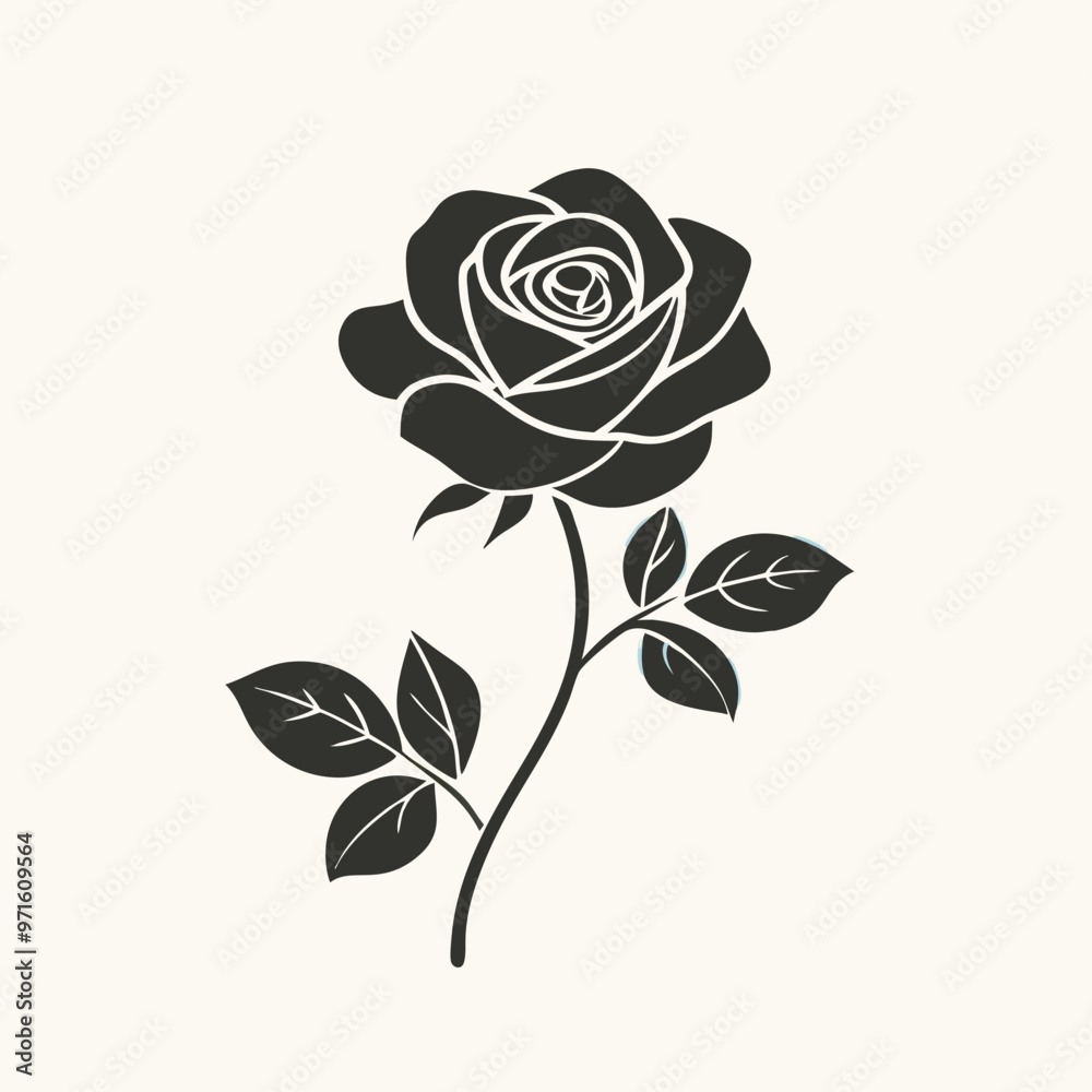 a rose silhouette vector art illustration, isolated white background a rose silhouette vector art illustration, isolated white background
