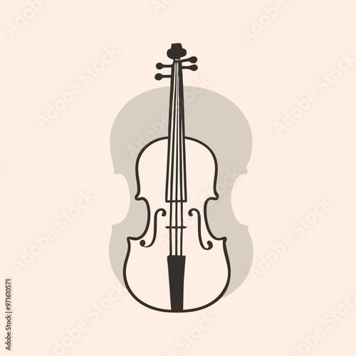 a simple vintage music violin icon, black color vector silhouette