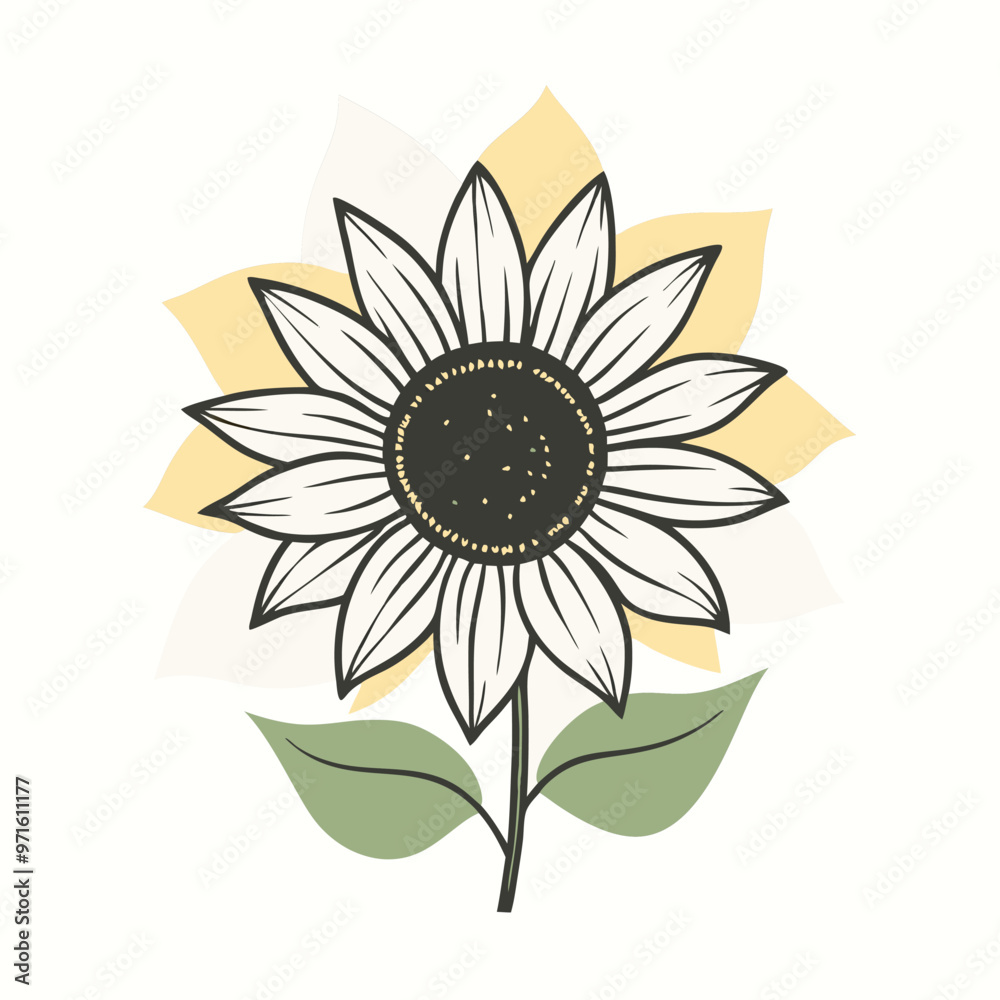 Fototapeta premium a sunflower silhouette vector art illustration, isolated white background 