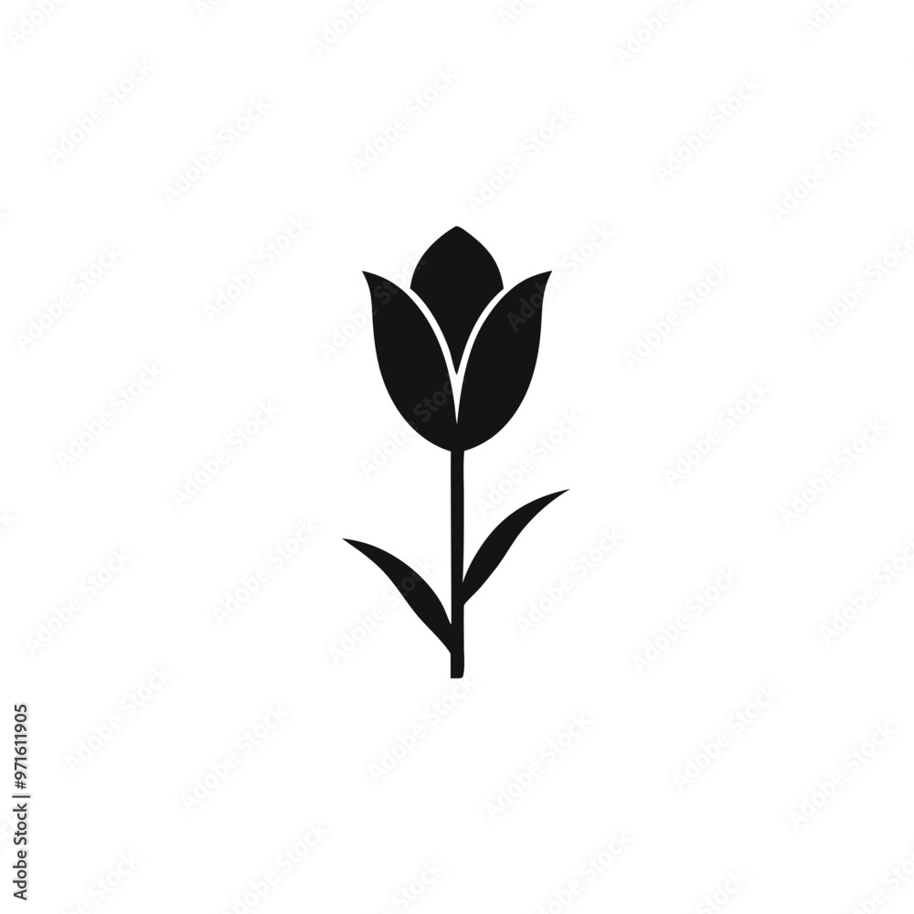 Obraz premium a tulip flower silhouette vector art illustration, isolated white background, 