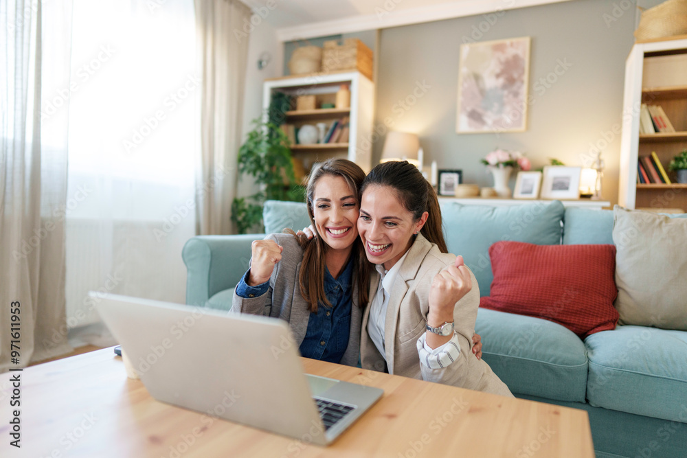 Cheerful Businesswomen Working Remotely from Home Cheerful Businesswomen Working Remotely from Home
