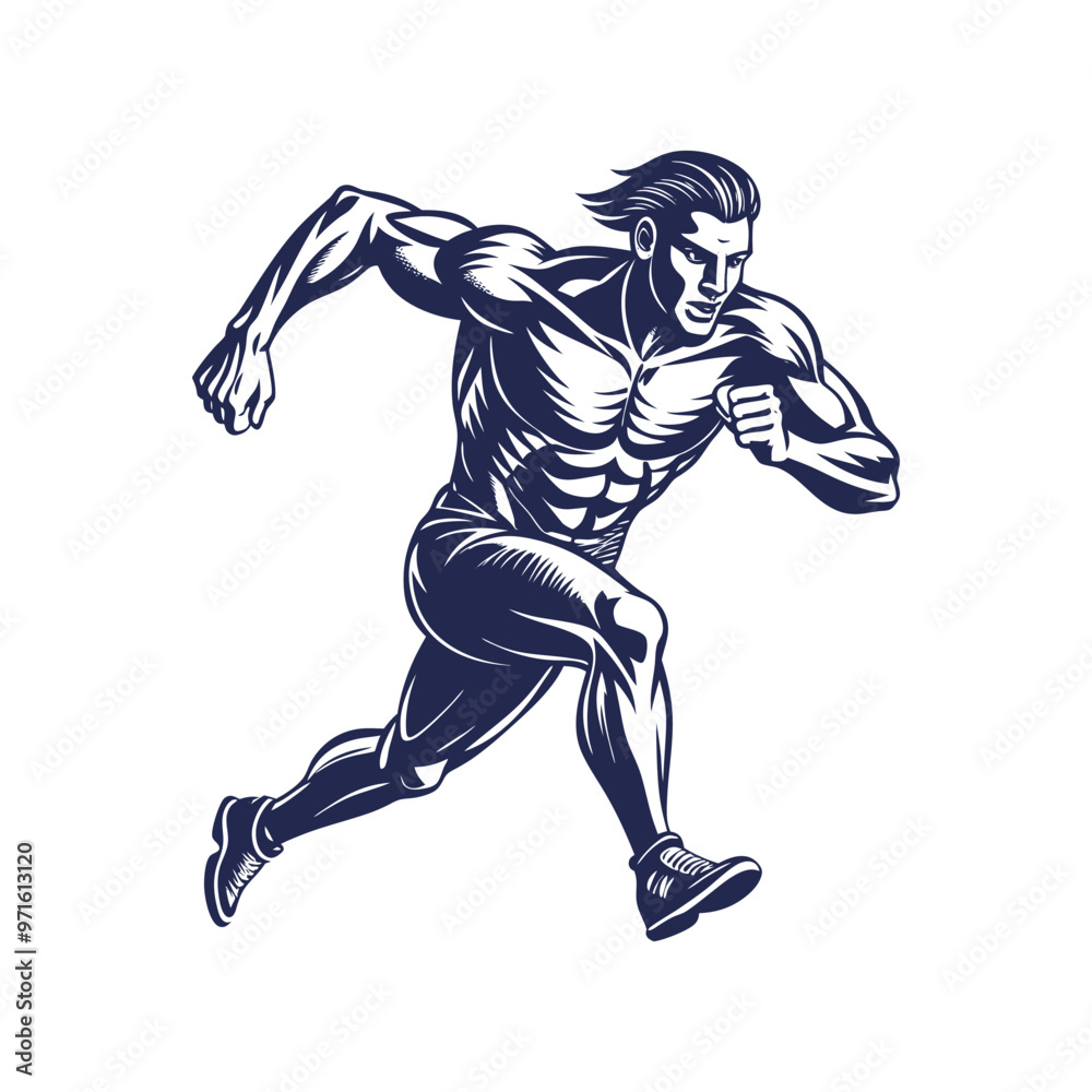 Fototapeta premium Running man silhouette Clipart isolated vector illustration