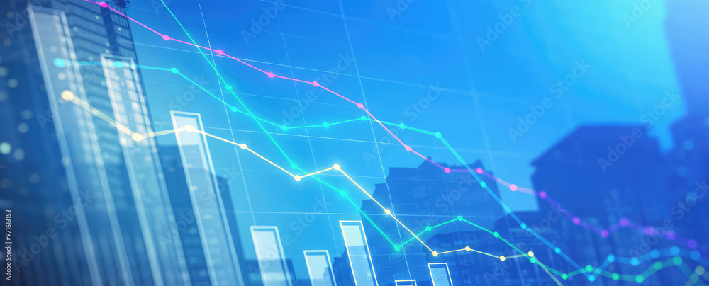 Market chart, numbers, prices, trade points on the screen of stockmarket. Concept of stockmarket, trading, exchanging, economy, economic crisis, information, data business finance. Copy space for text Market chart, numbers, prices, trade points on the screen of stockmarket. Concept of stockmarket, trading, exchanging, economy, economic crisis, information, data business finance. Copy space for text
