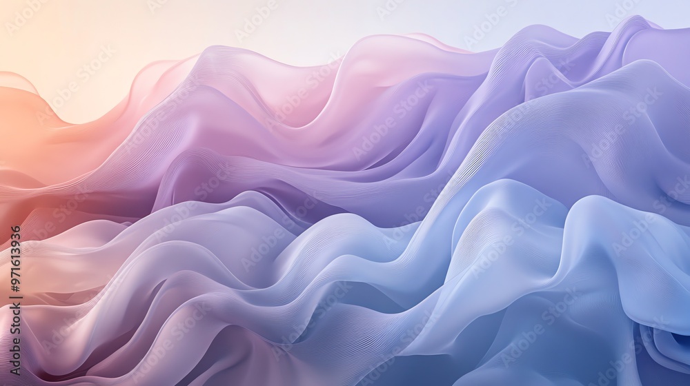 Obraz premium Abstract background of soft, flowing fabric in purple and blue hues.