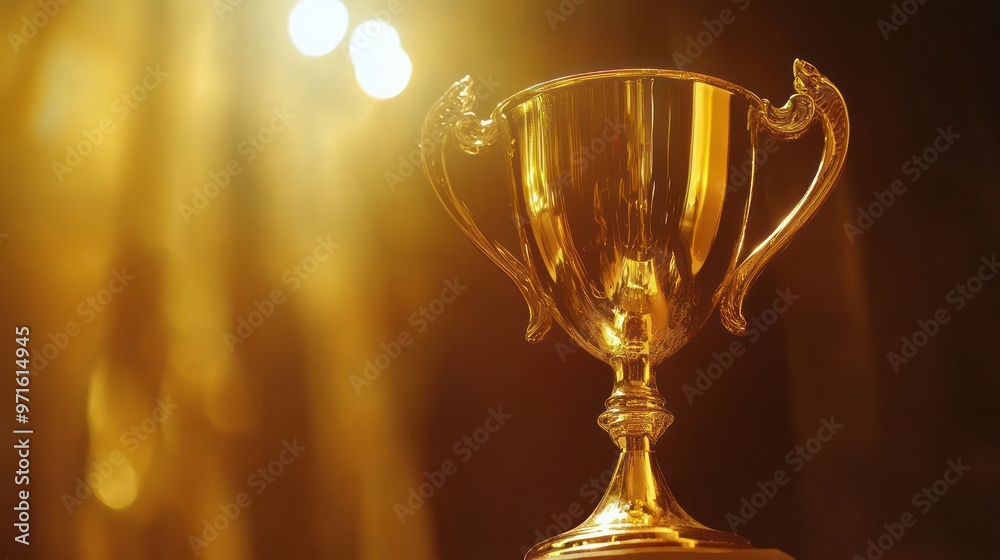 Golden Trophy Award on a Golden Background Golden Trophy Award on a Golden Background