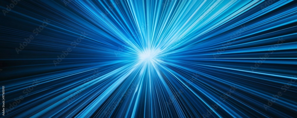 Abstract blue light speed and warp drive motion background