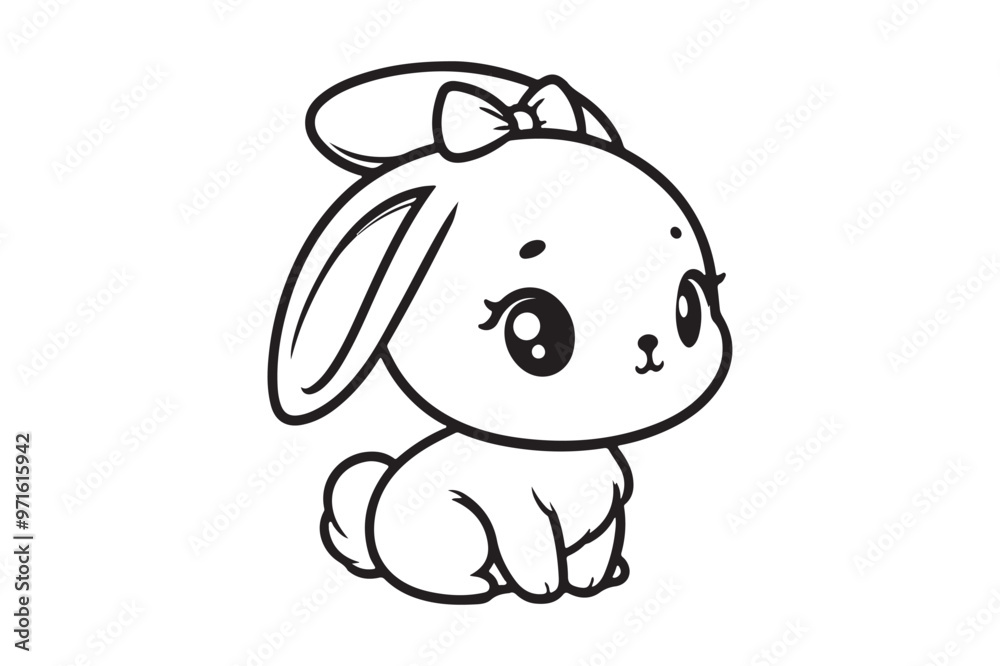 Fototapeta premium Cute baby bunny outline image 23.eps
