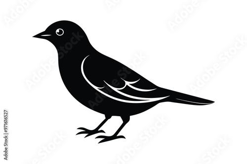 bird silhouette icon - transparent vector style with white background.