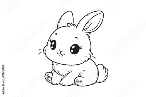 Cute baby bunny outline image 