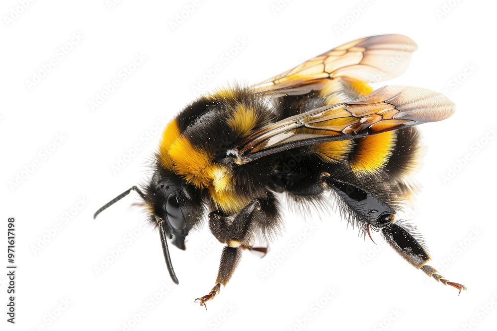 High Quality 4K Image of Bee Set Against Transparent Background Featuring Detailed Texture and Clear Details Ideal for Artistic and Commercial Projects