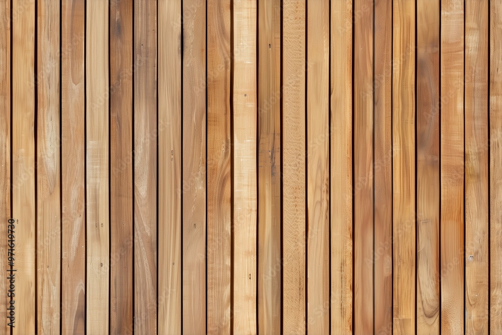 Fototapeta premium Wooden siding panel wall featuring vertical planks with varying shades of brown and texture, showcasing natural wood grain patterns.