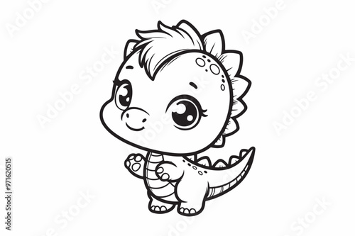 Cute baby dinosaur outline image 18.eps