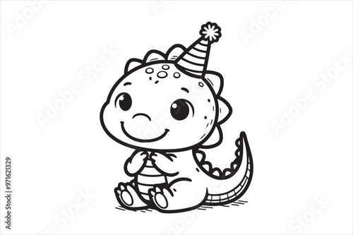 Cute baby dinosaur outline image 35.eps photo