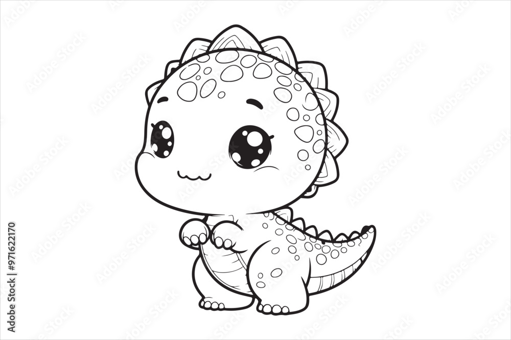 Cute baby dinosaur outline image 