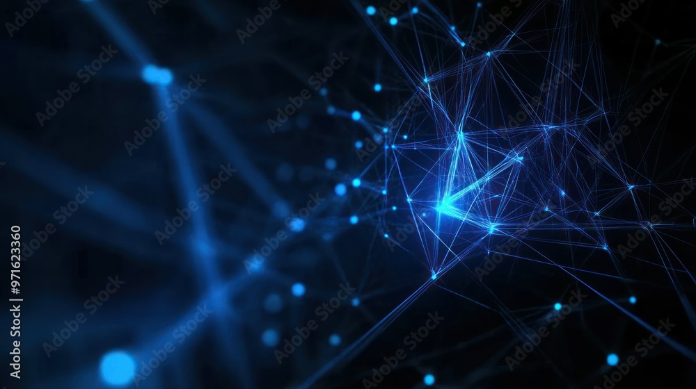 Abstract blue network visualization representing data connections and technology. Abstract blue network visualization representing data connections and technology.