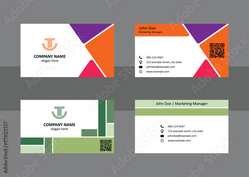  2 sets of business card designs. Modern shape  theme 
