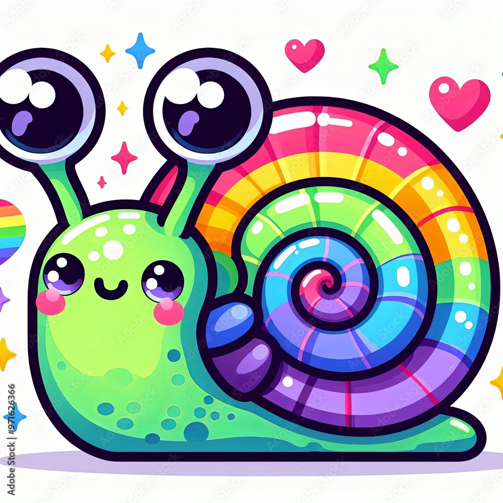 Obraz premium Cute Snail with Rainbow Shell