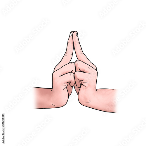 third eye chakra Hand Gesture for Yoga, meditation Sign photo