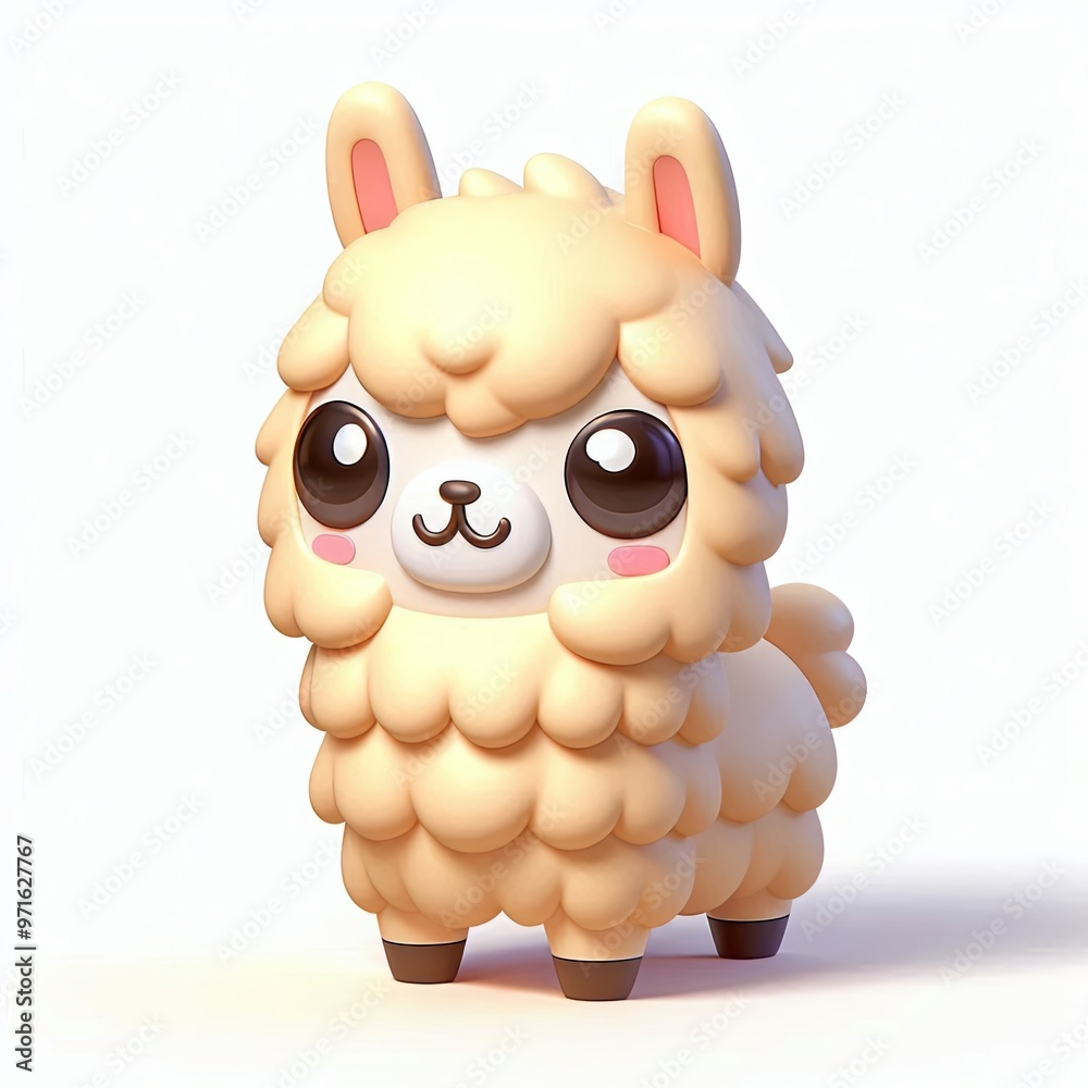 Fototapeta premium Adorable 3D Llama with Big Eyes