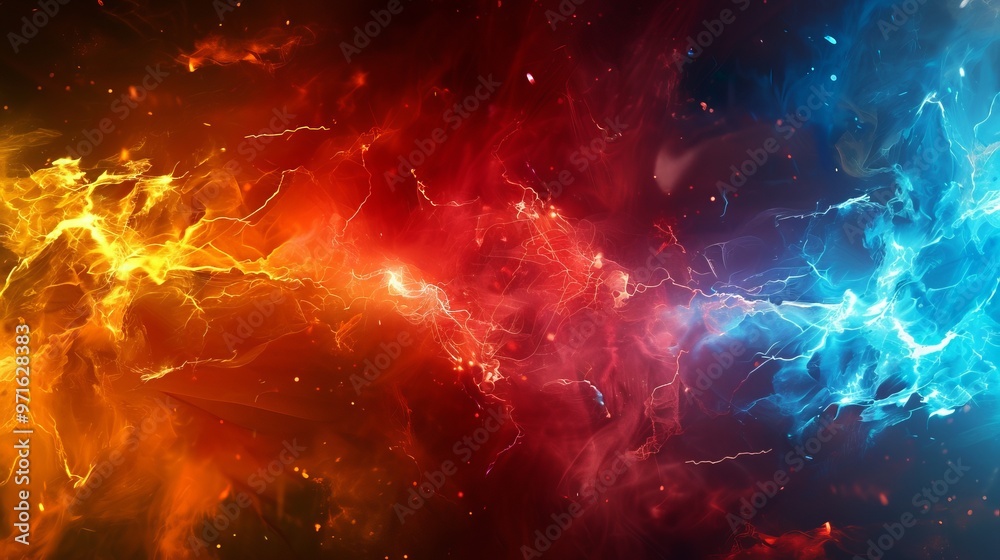 Fototapeta premium Shock and fire abstract background.