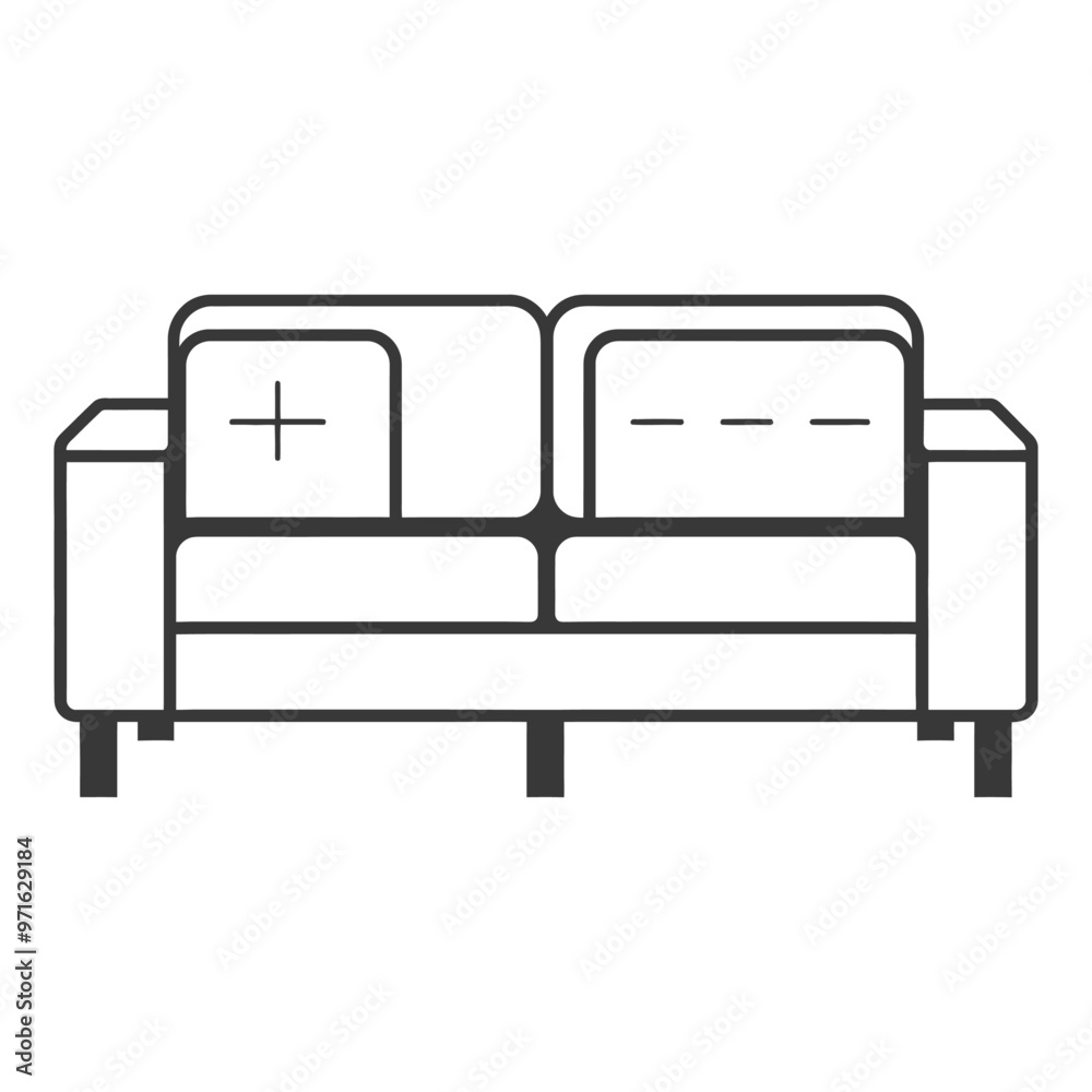 Black and White Line Drawing of a Sofa Black and White Line Drawing of a Sofa