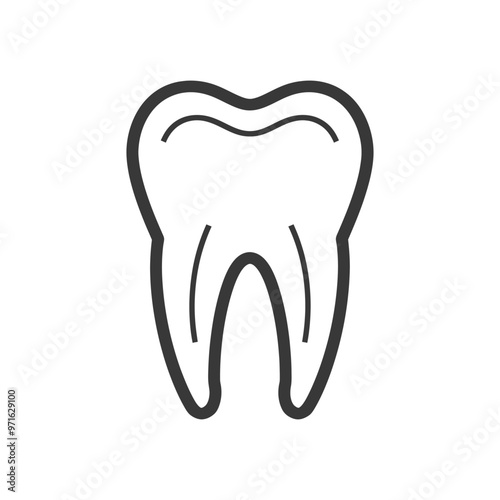 Black and White Line Drawing of a Single Tooth