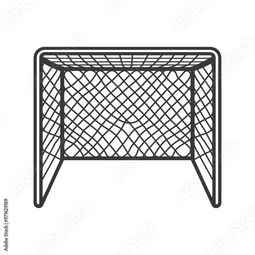 Black and White Line Drawing of a Soccer Goal