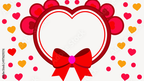 Heart Frame with Bows and Confetti, Romantic Valentine’s Day Illustration