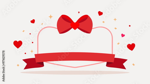 Heart Frame with Bow and Ribbon, Festive Valentine’s Day Decoration