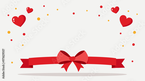  Red Bow with Heart Confetti, Romantic Decoration, Valentine’s Day Theme