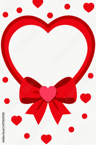 Heart Frame with Red Bow and Polka Dots, Romantic Valentine’s Day Decor