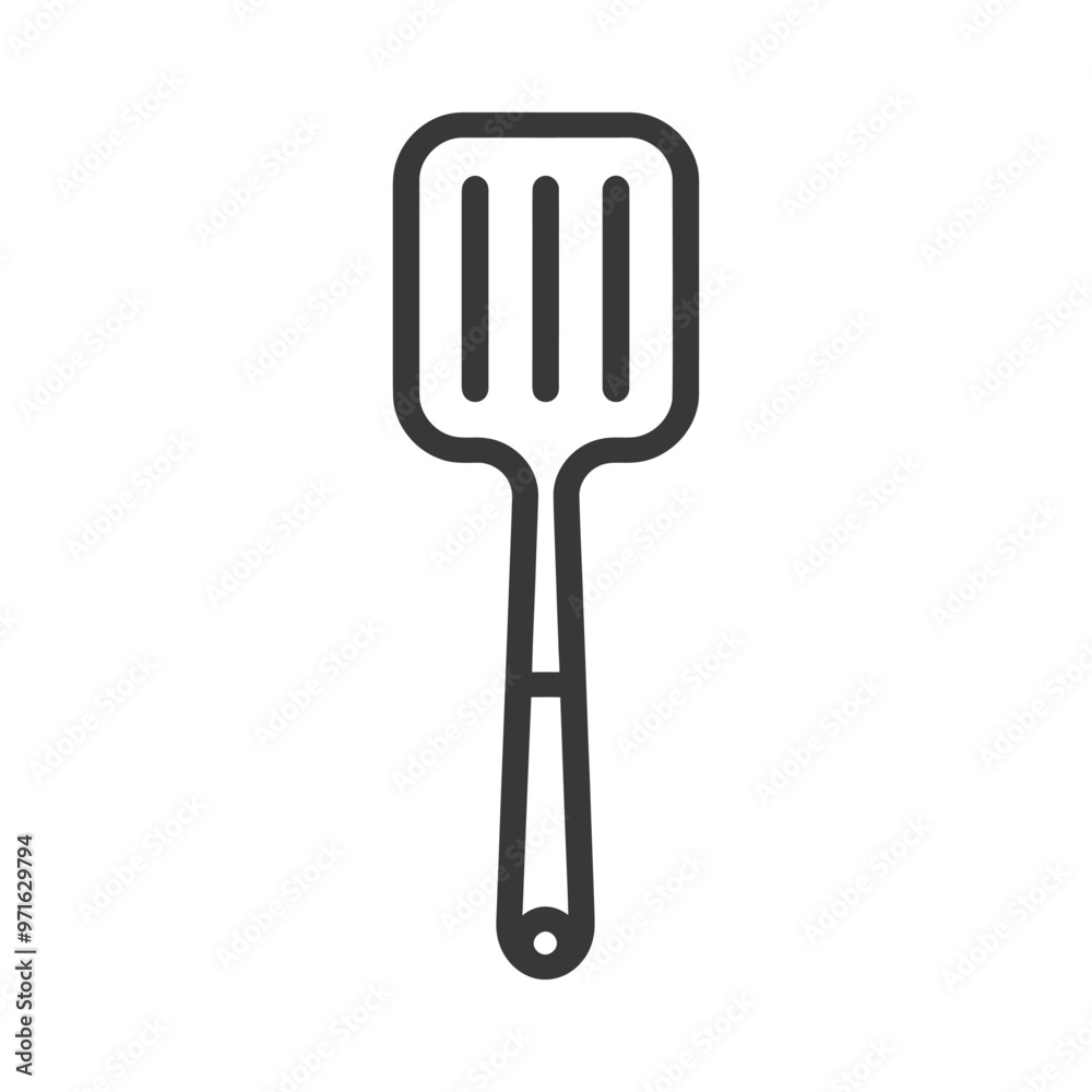 Black and white outline icon of a kitchen spatula Black and white outline icon of a kitchen spatula
