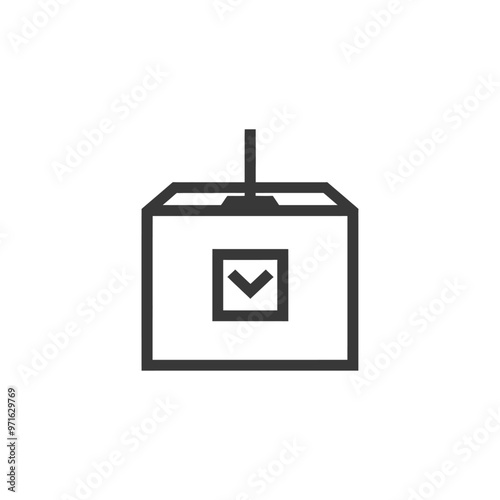 Black and White Outline Icon of a Box with a Checkmark