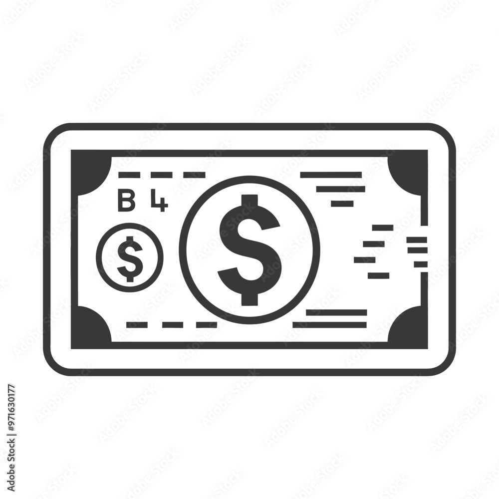 Black and White Outline of a Dollar Bill Black and White Outline of a Dollar Bill