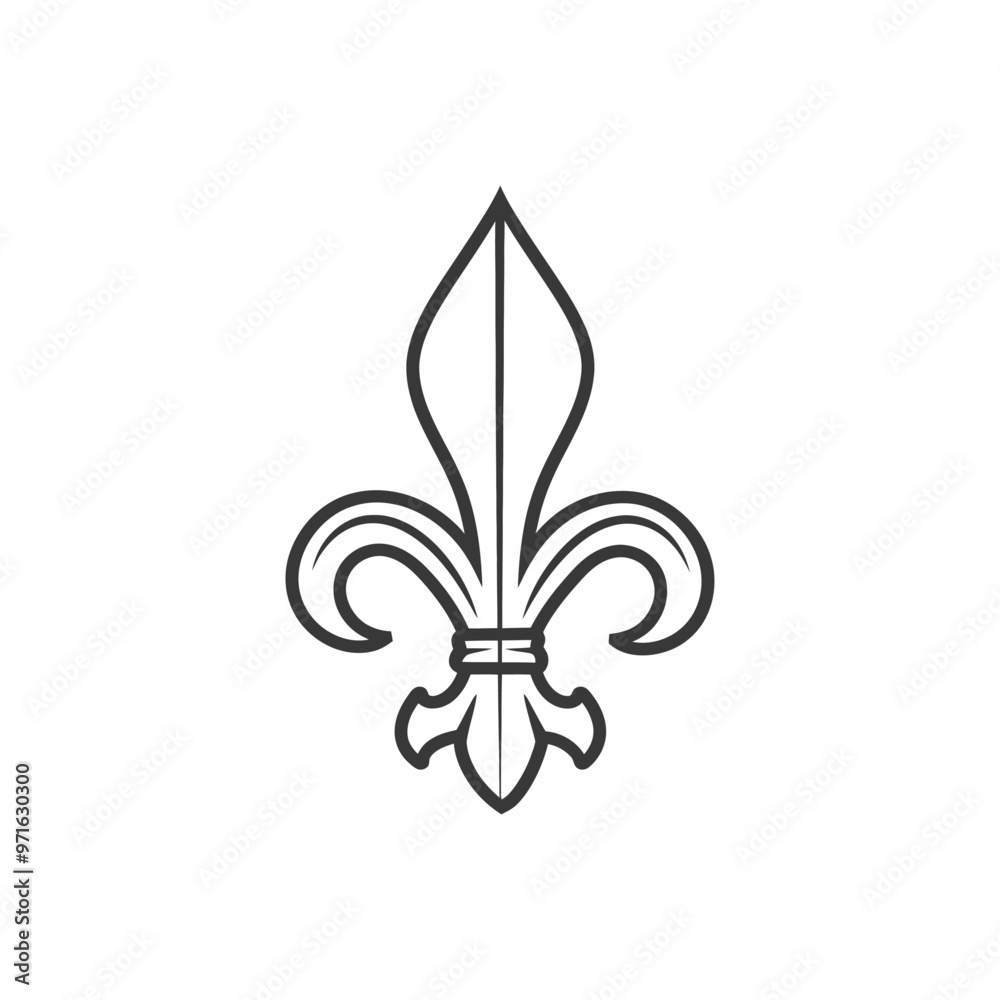 Black and white outline of a stylized fleur de lis Black and white outline of a stylized fleur de lis