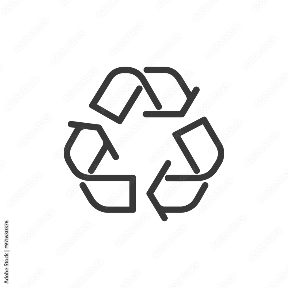 Black and white outline of a universal recycling symbol Black and white outline of a universal recycling symbol