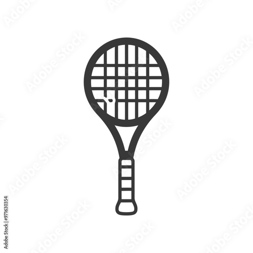 Black and white outline of a tennis racket