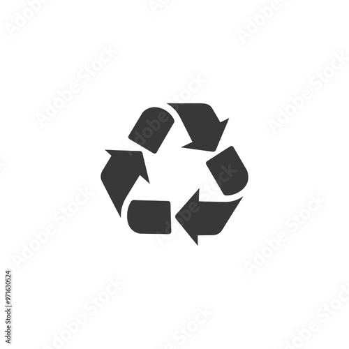 Black and White Recycling Symbol with Three Arrows