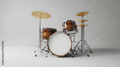 3D rendered drum kit isolated on clear background image