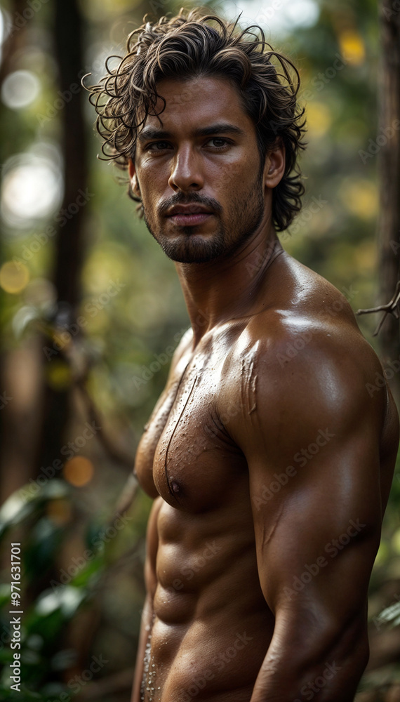 shirtless man in the forest shirtless man in the forest