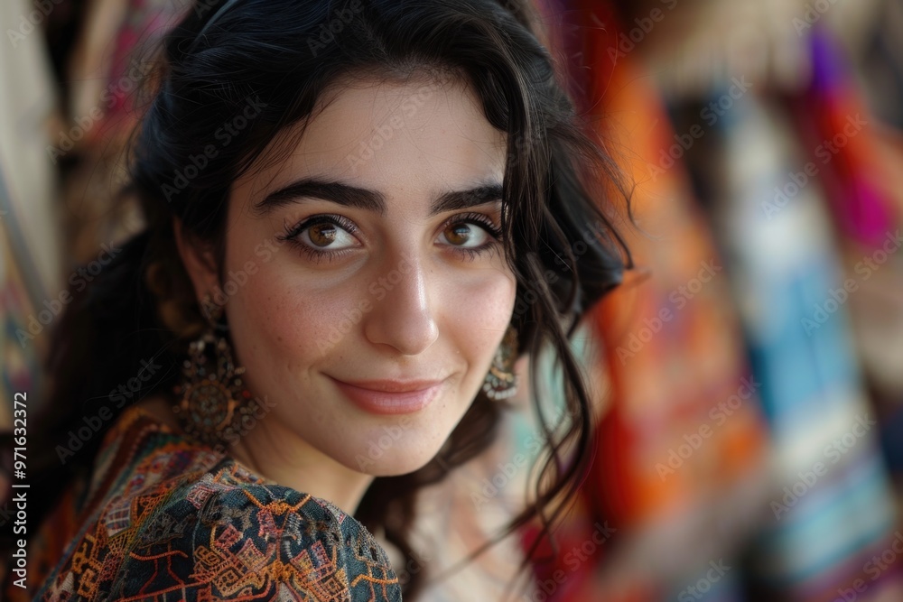 Obraz premium Charming portrait of a young turkish woman embracing cultural heritage AI