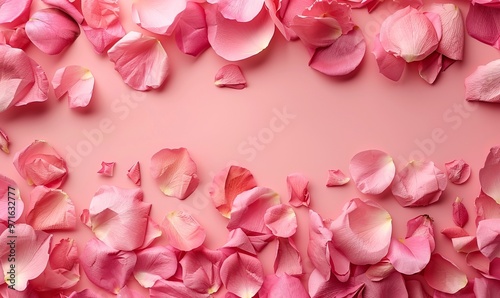 international Women's day background with copy space, woman day holiday pink background with petals