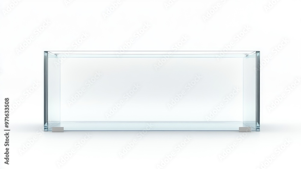 Clear mockup of a rectangular tank, potentially serving as an aquarium or terrarium, isolated on a white background. Ai was created Clear mockup of a rectangular tank, potentially serving as an aquarium or terrarium, isolated on a white background. Ai was created