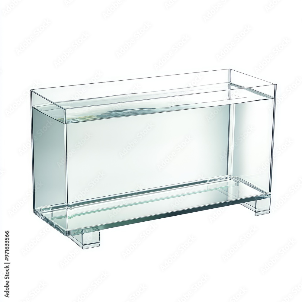 Clear mockup of a rectangular tank, potentially serving as an aquarium or terrarium, isolated on a white background. Ai was created Clear mockup of a rectangular tank, potentially serving as an aquarium or terrarium, isolated on a white background. Ai was created