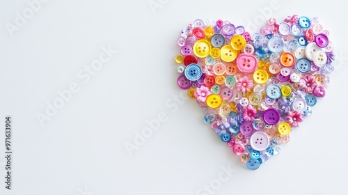 Colorful Plastic Buttons Heart.
